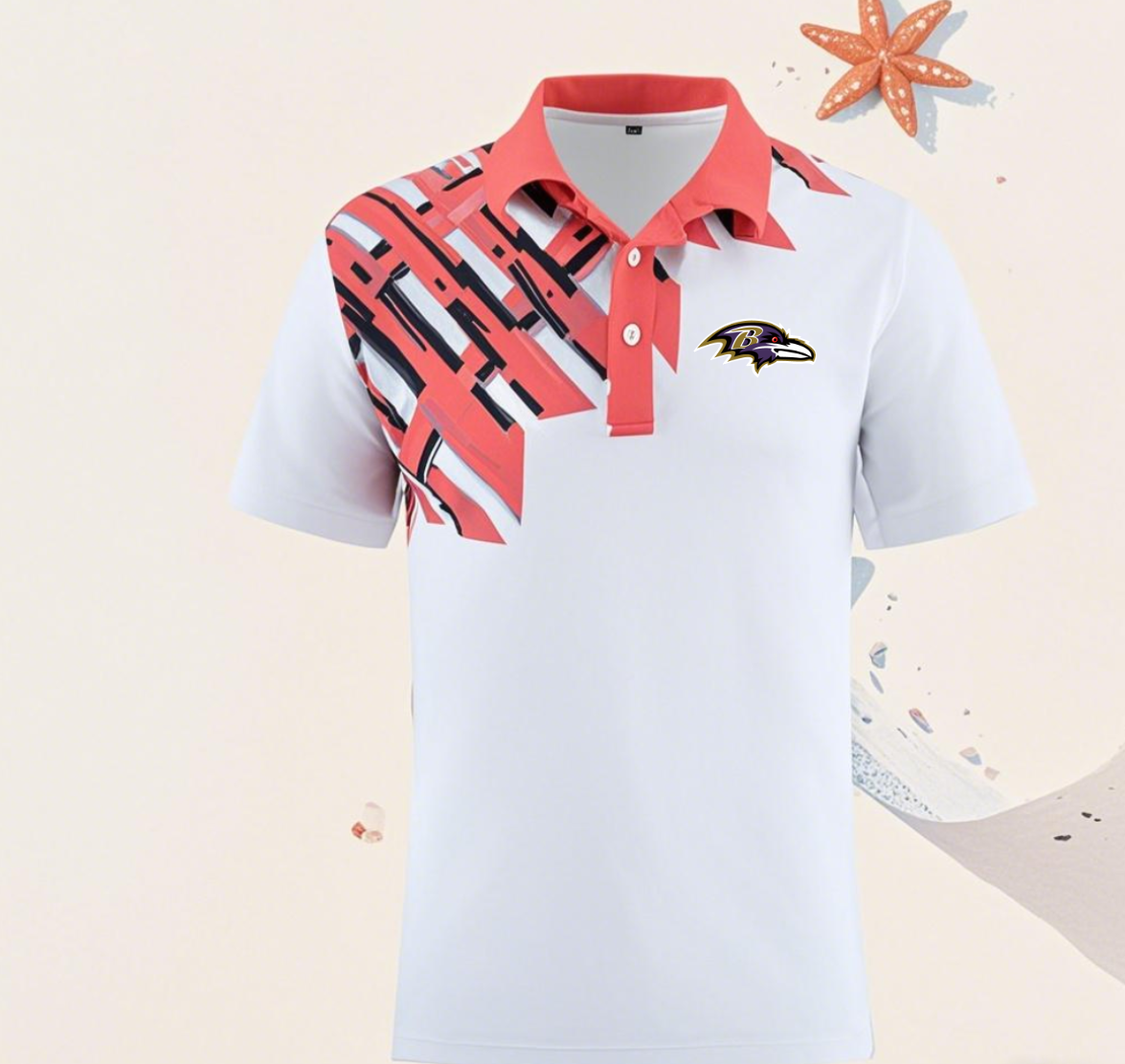 Baltimore Ravens white 76 Men 2025 NFL polo T shirt